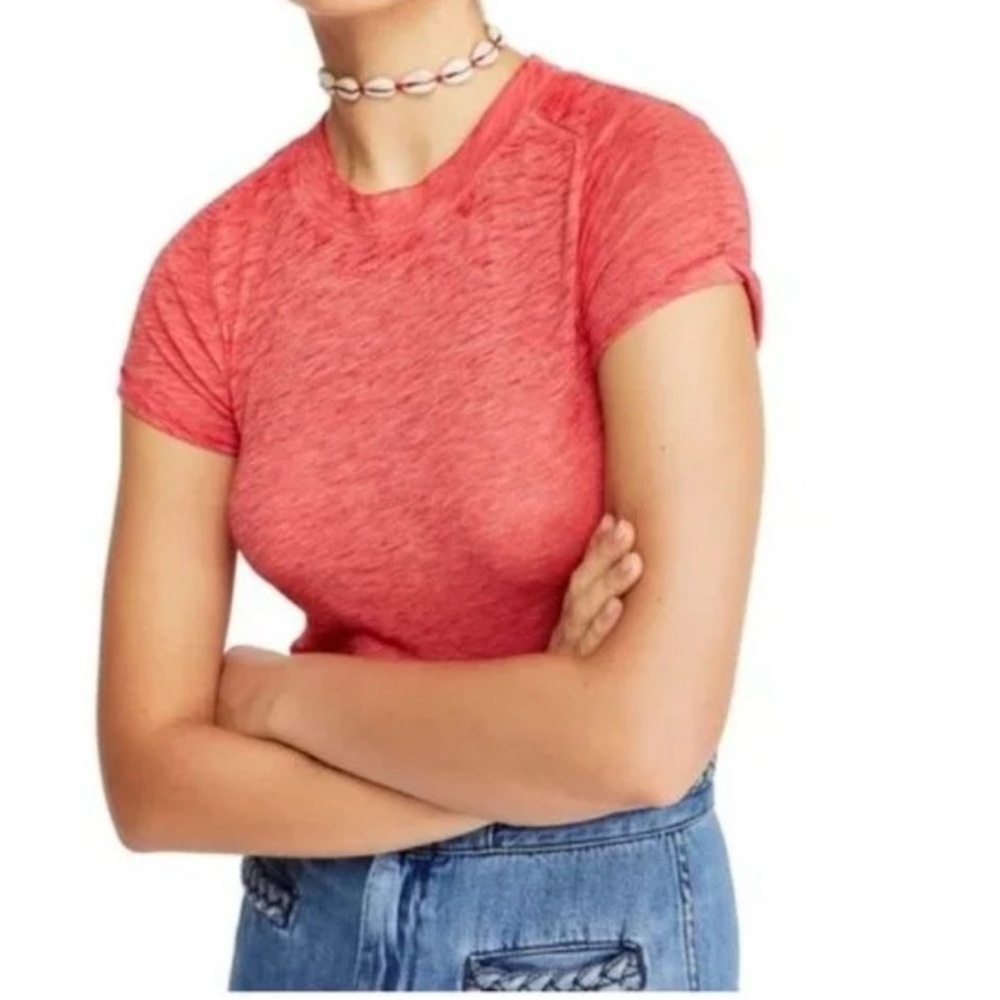 FREE PEOPLE NIGHT SKY IN VENICE RED TSHIRT - Picture 2 of 10